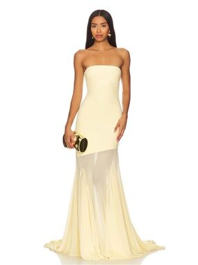NEVER WORN Strapless Cream/ Yellow Mermaid-Style Evening Gown